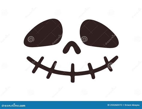 Scary Halloween Face Silhouette with Creepy Sewed Smile, Mouth with Stitches. Spooky Helloween ...