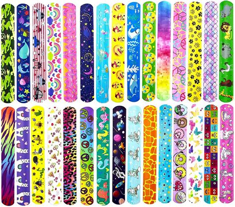 VANANA 30 PCs Slap Bracelets Slap Wrist Bands with 30 Designs Pattern ...