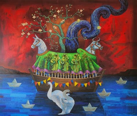 "Untitled 3": Red-Violet contemporary painting by Senthil Kumar J ...