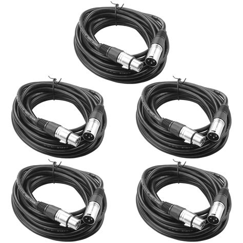 5 Pack of 20ft XLR Cable, Abuff Profession Balanced 3 Pin XLR Male to ...