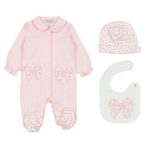 Monnalisa Pink Floral Bow Babysuit Set - Les Petits