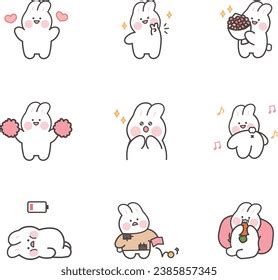 Cute Rabbit Character Emoticon Illustration Stock Vector (Royalty Free ...