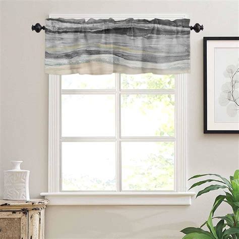 Amazon.com: Coastal Beach Valances for Windows - 42"x12" Black, Gray ...