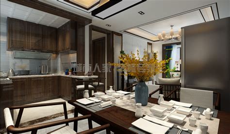 新中式风格91平三居室餐厅装修效果图_别墅设计图