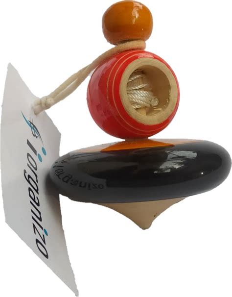 iOrganizo Wooden spinner top multicolor buguri cakar latto toy old game ...