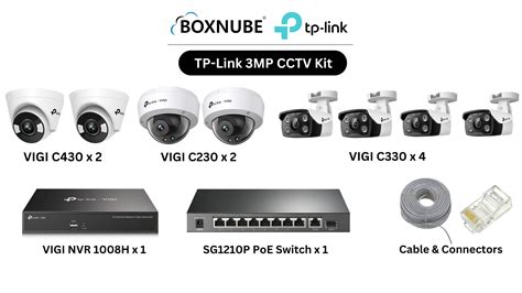 TP-Link VIGI 3MP 8 Camera Kit Bundle 4x C330 Bullet 2x C430 Turret, 2x ...