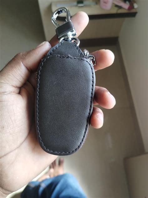 AUGEN Car Key Case, Genuine Leather Car Smart Key Chain Keychain Holder ...