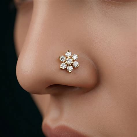 Silver 7 Stone Flower Nosepin – vellismith