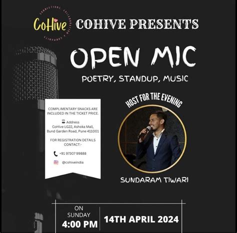 COHIVE OPEN MIC EVENT Tickets, Cohive, LG22, Ashoka Mall, Bund Garden ...