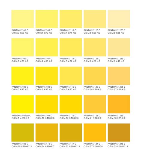 the pantone color chart is shown in shades of yellow, orange and white ...