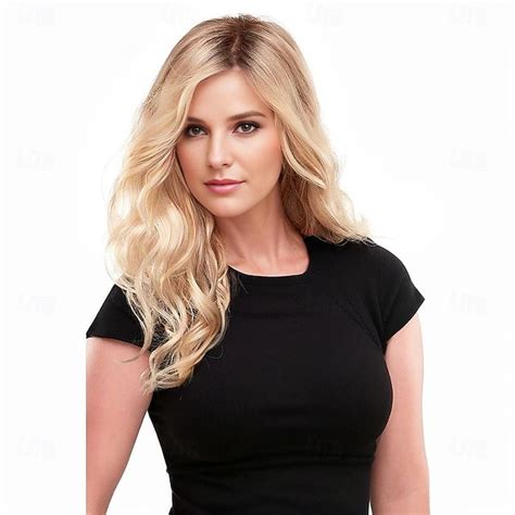 Women’s Long Light Blonde Wavy Wig Natural Looking Realistic Synthetic ...