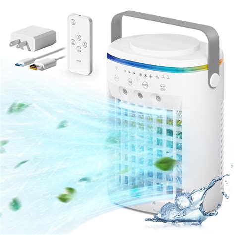 Portable Air Conditioner, Evaporative Air Cooler, 2-4-8H Timer Auto-Off ...