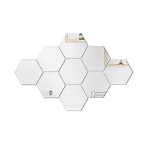 Buy WallDaddy Self Adhesive Mirror Wall Stickers | Pack of (9 Hexagon ...
