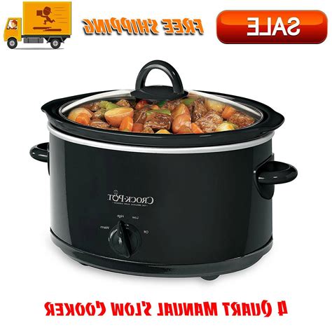Crock-Pot 4 Quart Manual Slow Cooker, Black, Dishwasher