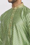 Buy Green Jacquard Silk Brocade Woven Checkered Kurta Set For Men by ...