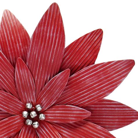 Red Poinsettia Metal Flower Wall Decor 24in | Holiday Decor | At Home