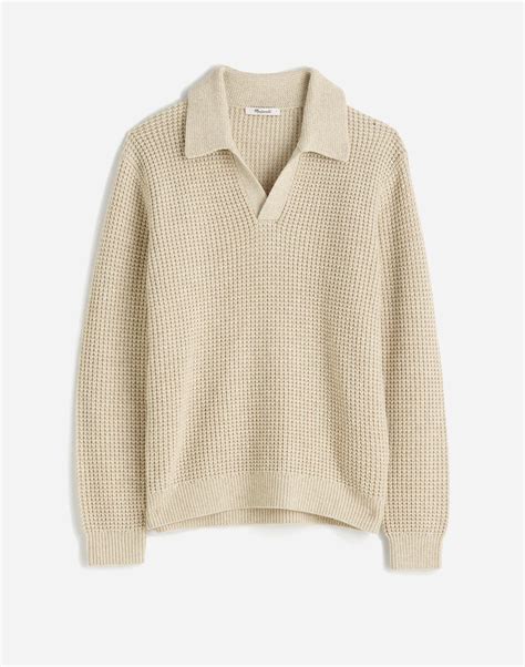 Johnny-Collar Sweater Polo Shirt in Waffle Knit | Madewell