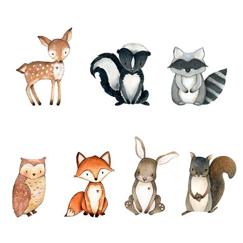 Watercolor forest animal nursery print floral woodland nursery wall art ...