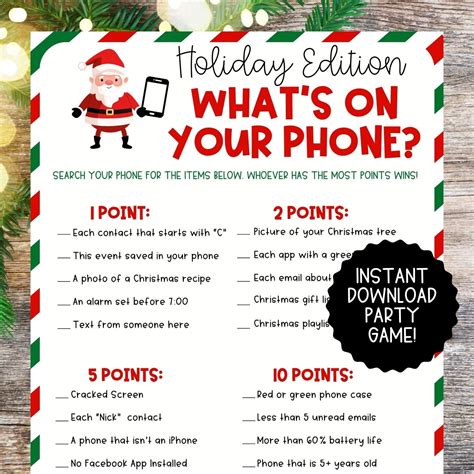 Holiday party game what s on your phone office party game work party ...