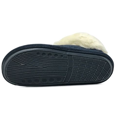 Womens Slipper Boots Hard Sole Fur Lined Warm Ladies Winter Indoor ...