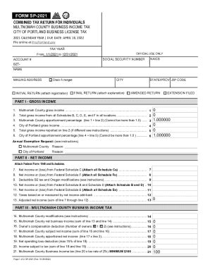 OR Combined Tax Return For Individuals - Multnomah County 2022-2026 ...