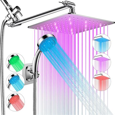 Shower Head with LED, High Pressure 10'' Rain Shower Head with 11 ...