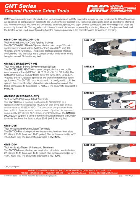 DMC USA Crimping Tools - DMC The MIl-C-28840 Crimping Tooling Trader ...
