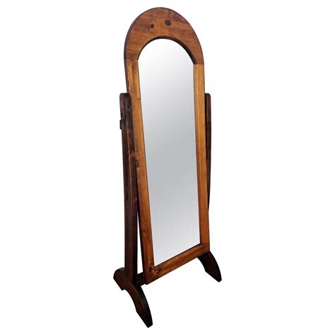 1950s Art Deco Mid-Century Wood Floor Cheval Full Length Mirror For ...