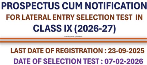 JNV Class IX LEST 2026-27 Notification, Apply Online - GSR INFO @AP ...