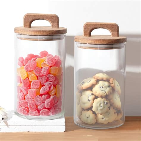 Buy UMAI 1000ml Glass Jars with Wooden Lid, Set of 2 | Airtight Kitchen ...