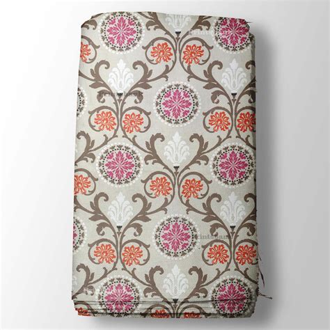 Traditional Floral Jaal Off white Digital Printed Fabric For Dresses ...