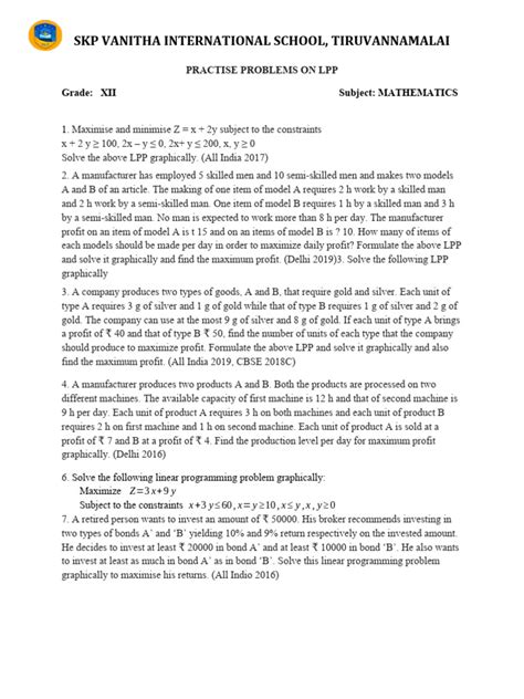 LPP Graphical Method Problems Decision Models Books Exersice Problems 的图像结果