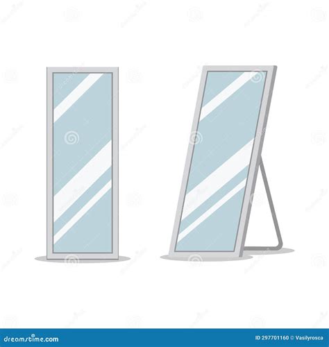 Floor Mirror Stand Isolated Vector Cartoon Design. Room Floor Big ...