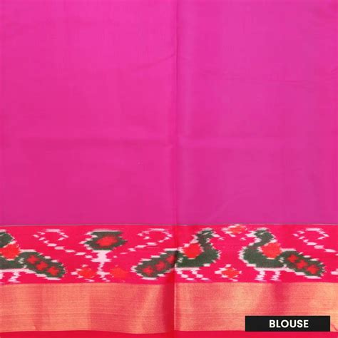 Rama Sky Blue With Rani Pink Semi Pochampalli Zari Border Silk Cotton ...