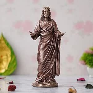 Buy eCraftIndia Handcrafted Polyresin Bronze Standing Jesus Christ Idol ...