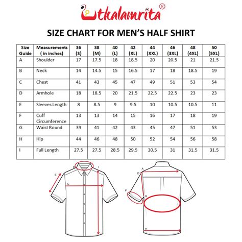 Men Full Shirt Size Chart