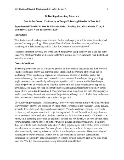 EJSP-17-0237 Final Exam Study Guide: Conformity & Free Will Insights ...