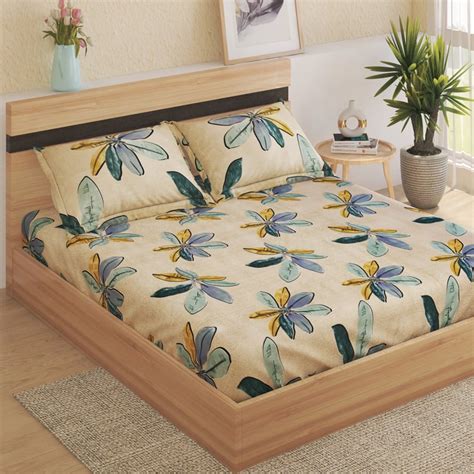 Buy Corsica Microfibre Floral Printed 3Pcs Queen Bedsheet Set from Home ...