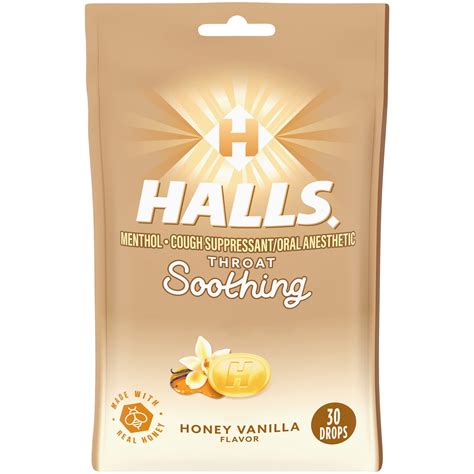 HALLS Throat Soothing Honey Vanilla Cough Drops, 30 Drops for sale ...