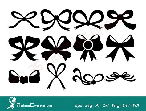 Ribbon Bow SVG (12) Bundle, Bow Tie SVG Files for Cricut, Set of Wedding Bows Clipart, Instant ...