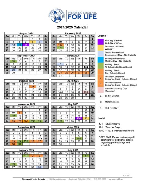 Cincinnati Public Schools Calendar 2025-2026 | Printable