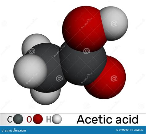 Acetic Acid, Ethanoic Acid, CH3COOH Molecule. Molecular Model Stock ...