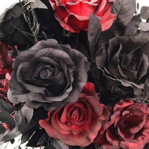 Red & Black Rose Skull Arrangement, 26" | At Home