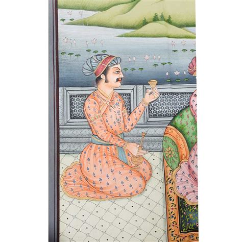 Indian Canvas Mogul Empire Harem Folk Painting