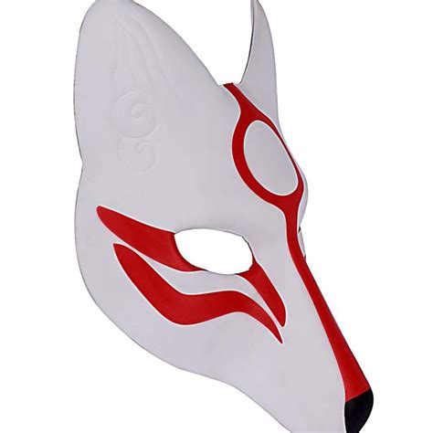 Fox Mask Japanese Kabuki Kitsune Masks for Men Women Children Halloween ...