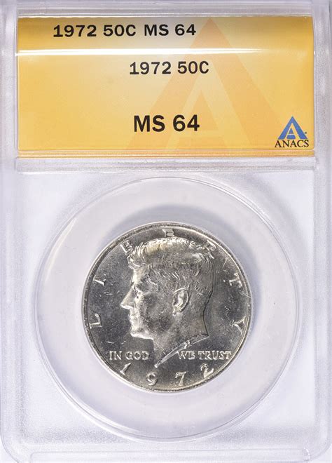 1972 Kennedy Half Dollar ANACS MS-64 (Item 1699065) | GreatCollections ...