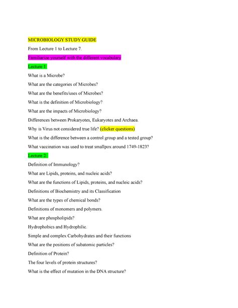 Image result for Microbiology Study Guide