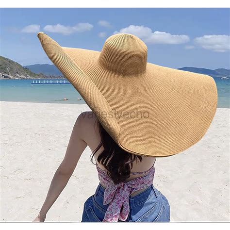 Oversized Beach Straw Hats for Women Floppy, Extra Large Sun Visor Hat ...