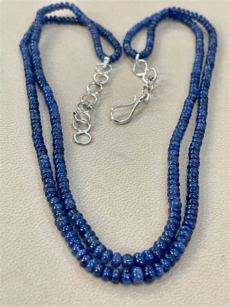 105 Carat Natural Sapphire Bead Two-Strand Necklace Sterling Silver ...