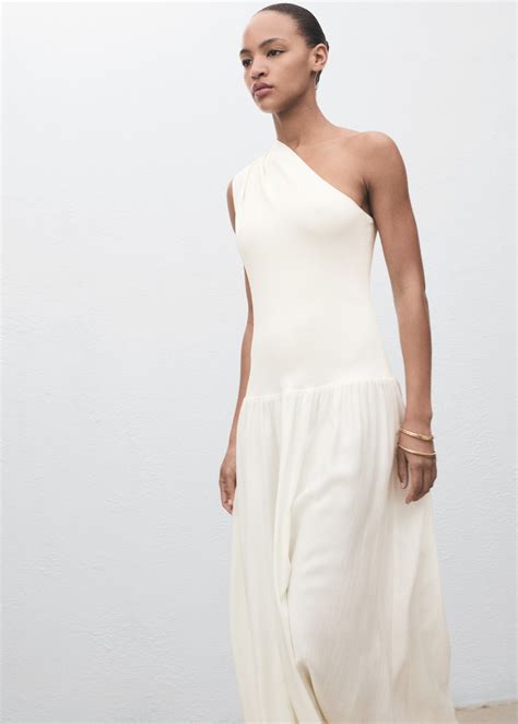 Robe tissu combiné asymétrique - Femme | MANGO France métropolitaine